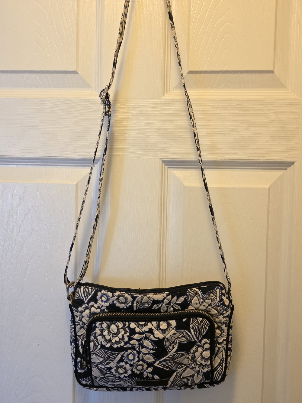 Vera Bradley Navy and White Floral Quilted Crossbody